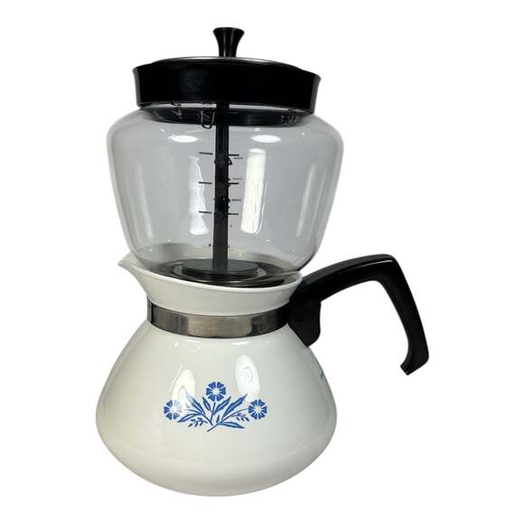 Corning Ware Other - Corning Ware Vintage Blue Cornflower 6 Cup Drip-O-Lator Coffee Maker P-114-U